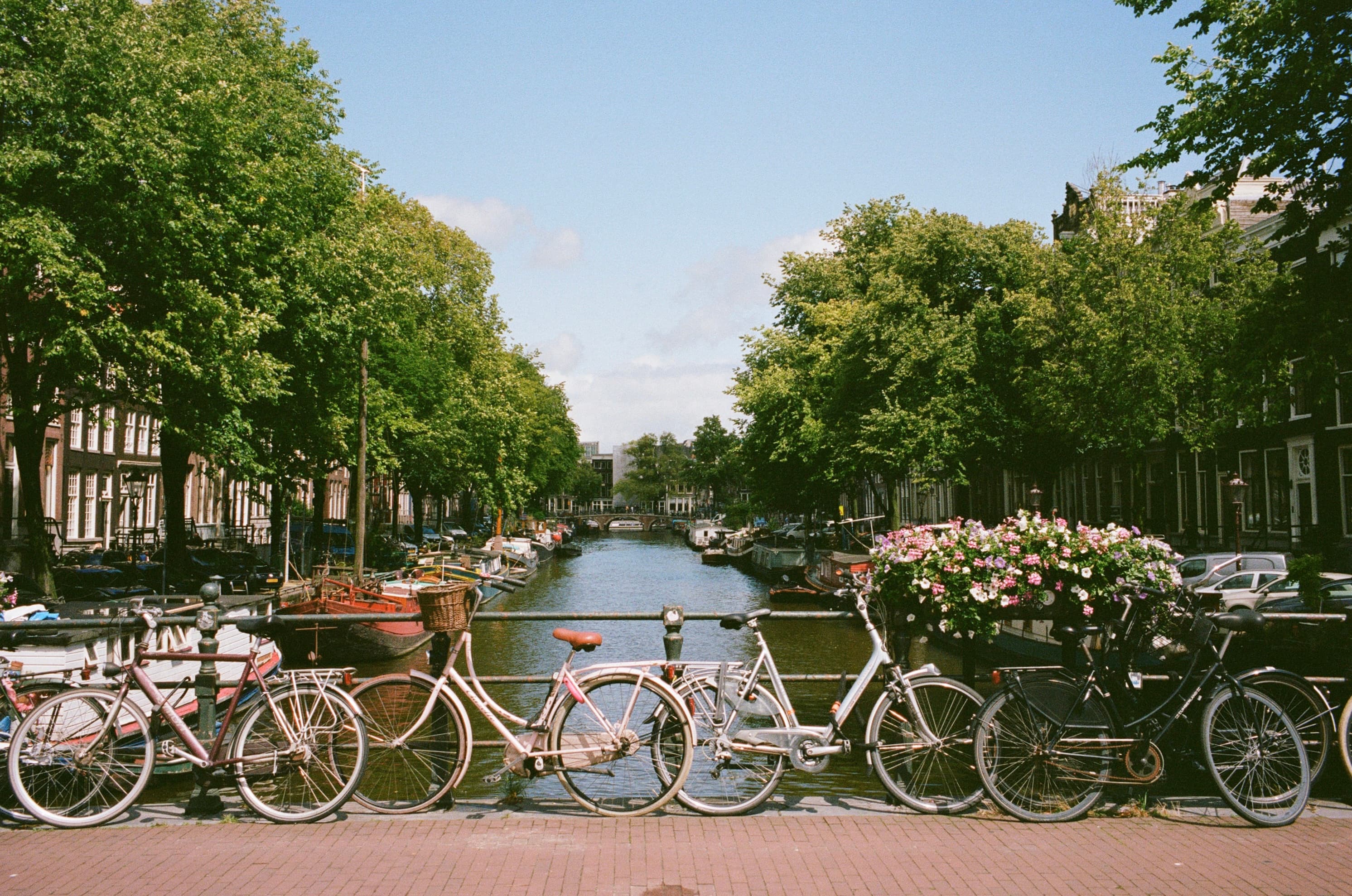 bikes on a bridge in amesterdam
